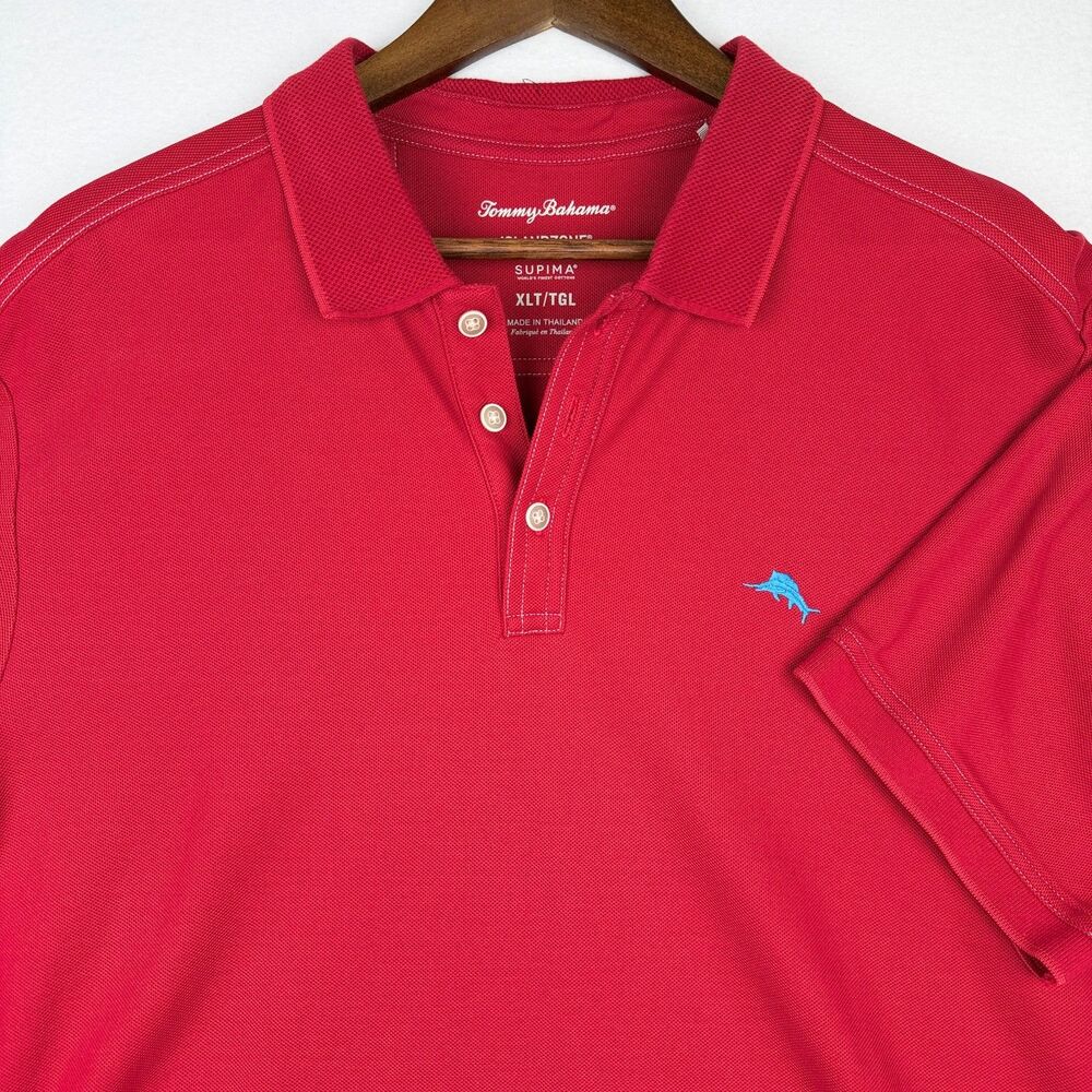 Tommy Bahama IslandZone Polo Shirt Red XLT Supima Cotton